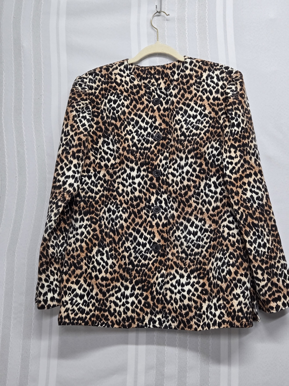 Women’s Leopard Print Button-Front Jacket - Brown/Black